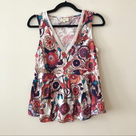 Anthro Deletta Amalia Floral Print Peplum Tank - Picture 3 of 7